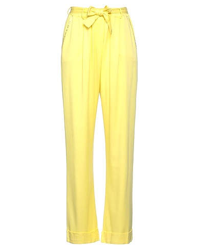 GAëLLE Paris Casual trouser Yellow 53% Cotton, 42% Viscose, 5% Elastane
