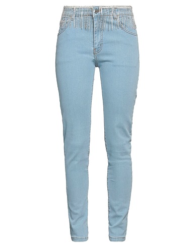 GIULIA N COUTURE Denim trousers Blue 99% Cotton, 1% Elastane