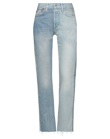 VETEMENTS x LEVI'S Denim pants Blue 100% Cotton, Bovine leather