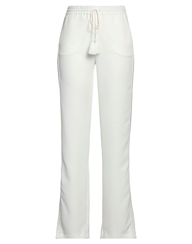 ERMANNO FIRENZE Casual pants White 100% Polyester, Cotton, Viscose