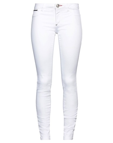 PHILIPP PLEIN Denim trousers White 90% Cotton, 8% Elastomultiester, 2% Elastane