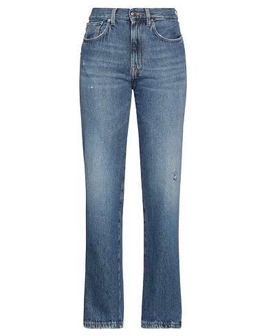 (+) PEOPLE Denim trousers Blue 67% Cotton, 33% Linen
