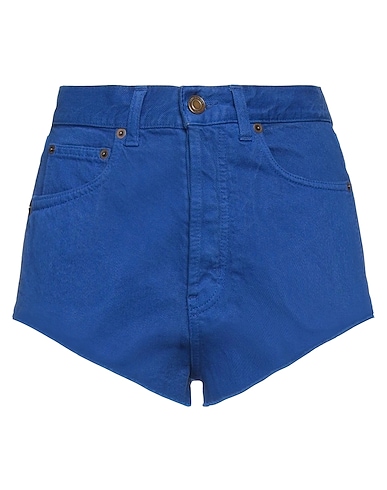 SAINT LAURENT Denim shorts Bright blue 100% Cotton, Calfskin