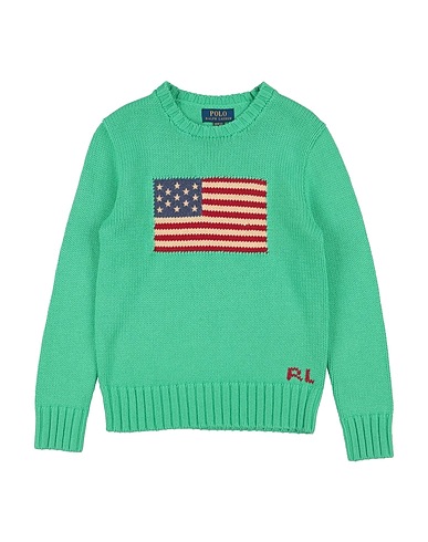 POLO RALPH LAUREN Jumper FLAG COTTON CREWNECK SWEATER	 Green 100% Cotton