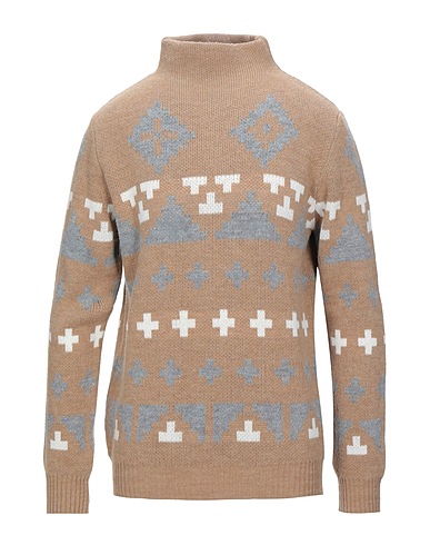 DANIELE ALESSANDRINI HOMME Turtleneck Sand 75% Acrylic, 10% Viscose, 10% Wool, 5% Alpaca wool