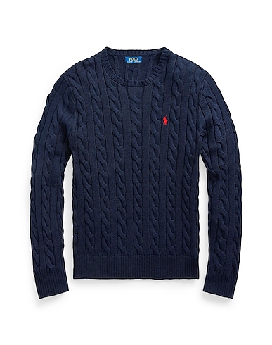 POLO RALPH LAUREN Pullover CABLE KNIT COTTON SWEATER Bleu nuit 100% Coton