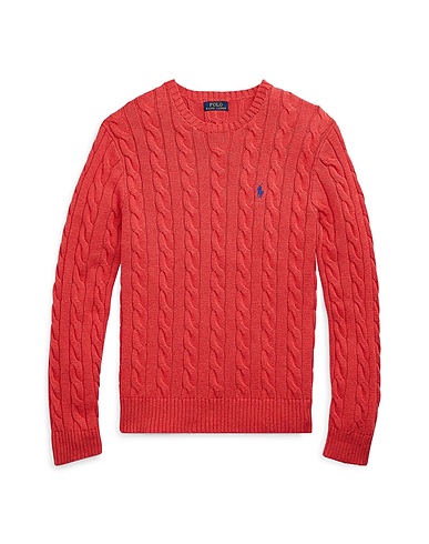 POLO RALPH LAUREN Pullover CABLE KNIT COTTON SWEATER Corail 100% Coton