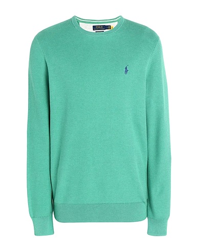 POLO RALPH LAUREN Jumper COTTON CREWNECK SWEATER Green 100% Pima Cotton