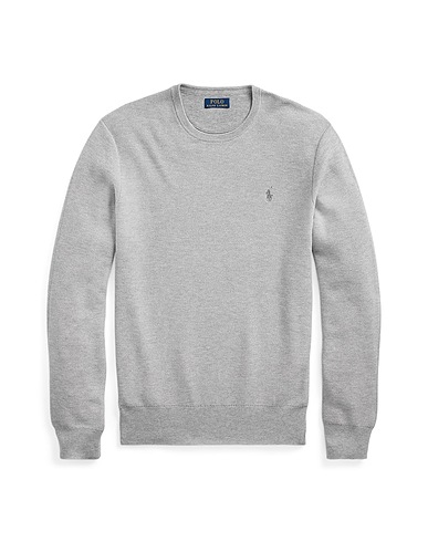 POLO RALPH LAUREN Jumper COTTON CREWNECK SWEATER Grey 100% Pima Cotton