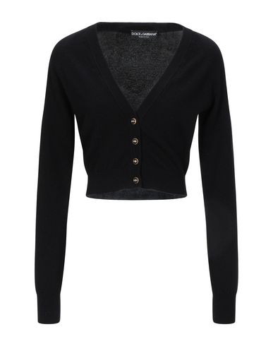 Dolce & Gabbana Cropped V Neck Cashmere Knit Cardigan In Black