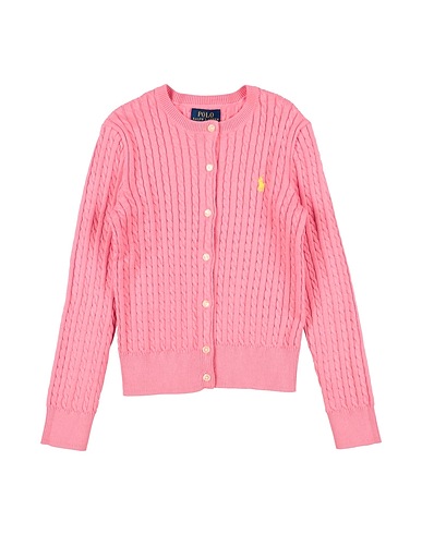 POLO RALPH LAUREN Cardigan Mini-Cable Cotton Cardigan
 Magenta 100% Cotton