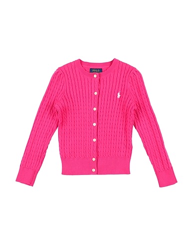 POLO RALPH LAUREN Cardigan Mini-Cable Cotton Cardigan
 Fuchsia 100% Cotton