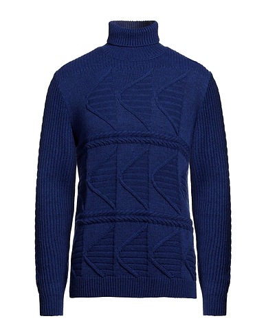 CRISTIANO FISSORE Polo neck Blue 50% Acrylic, 20% Wool, 20% Alpaca wool, 10% Viscose