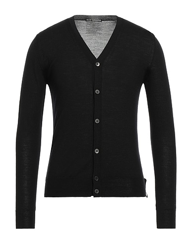 RAF MOORE Cardigan Nero 100% Lana Vergine