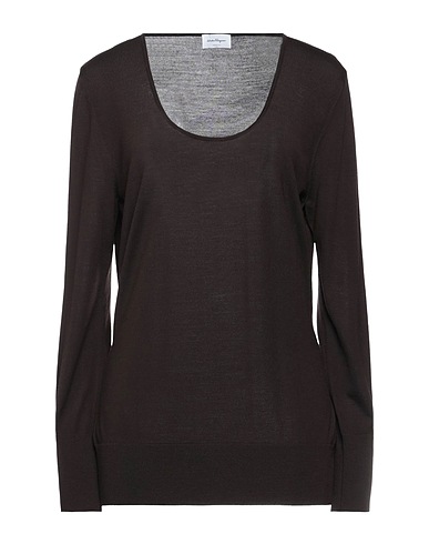 FERRAGAMO Sweater Dark brown 98% Virgin Wool, 2% Polyamide