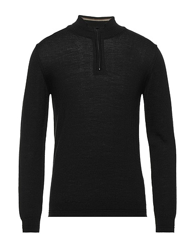 OFFICINA 36 Jumper with zip Black 50% Wool, 50% Acrylic