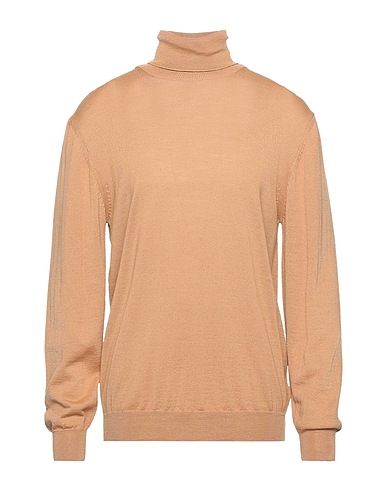 DANIELE ALESSANDRINI Polo neck Sand 50% Acrylic, 50% Wool