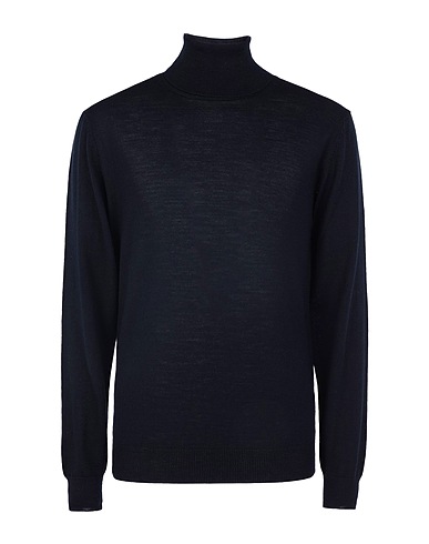 DANIELE ALESSANDRINI Polo neck Midnight blue 50% Acrylic, 50% Wool