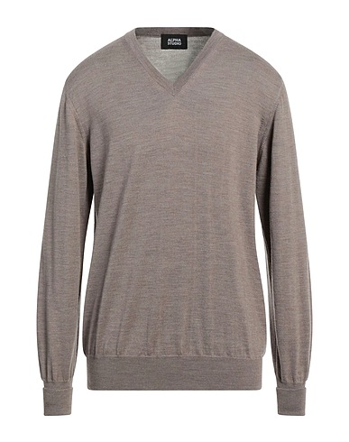 ALPHA STUDIO Jumper Taupe 100% Wool, Leather