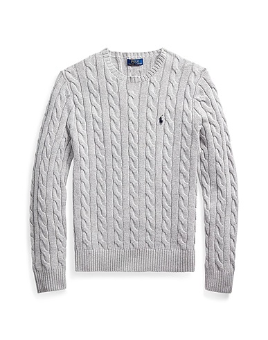 POLO RALPH LAUREN プルオーバー CABLE-KNIT COTTON SWEATER
 ライトグレー コットン 100%