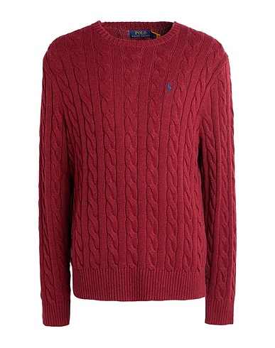 POLO RALPH LAUREN Jumper CABLE-KNIT COTTON SWEATER
 Burgundy 100% Cotton