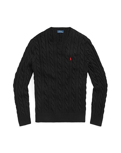 POLO RALPH LAUREN Pullover CABLE-KNIT COTTON SWEATER
 Noir 100% Coton
