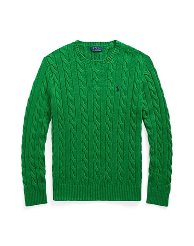 POLO RALPH LAUREN Pullover CABLE-KNIT COTTON SWEATER
 Smaragdgrün 100% Baumwolle