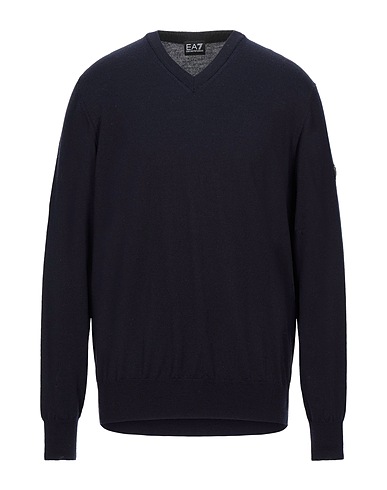 EA7 Pullover Blu notte 100% Lana Vergine