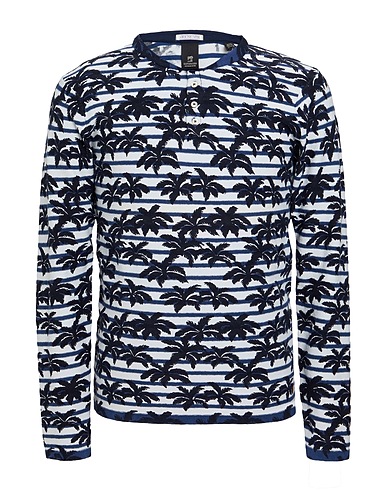 SCOTCH & SODA Pullover Blau 48% Leinen, 47% Baumwolle, 5% Elastan