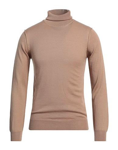 GREY DANIELE ALESSANDRINI Polo neck Camel 50% Acrylic, 50% Wool