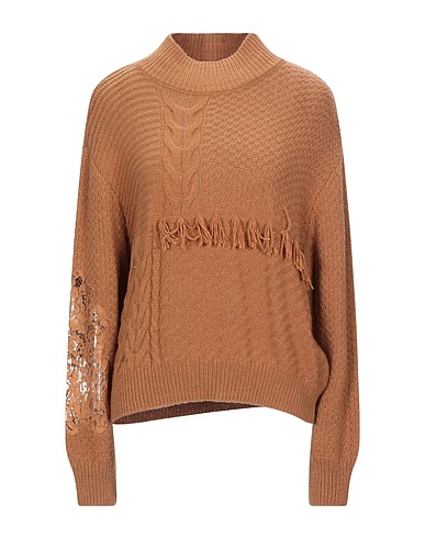 LE COEUR TWINSET Polo neck Camel 50% Acrylic, 50% Wool, Cotton, Viscose