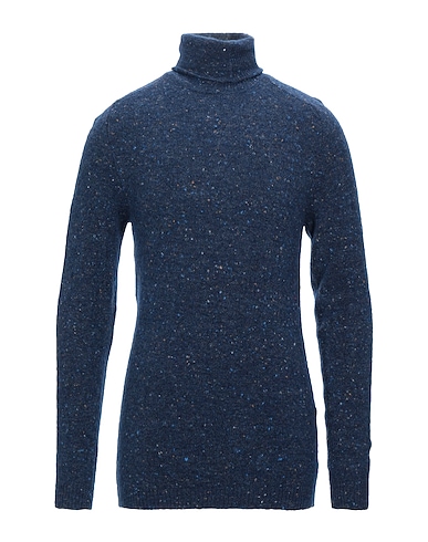 DANIELE ALESSANDRINI Polo neck Slate blue 40% Wool, 28% Acrylic, 26% Polyamide, 4% Viscose, 2% Elastane
