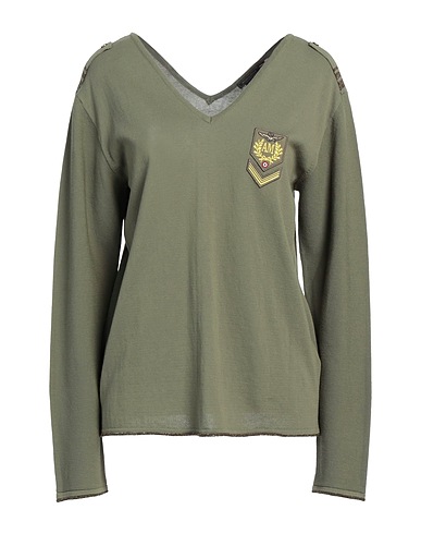 AERONAUTICA MILITARE Sweater Military green 100% Cotton, Viscose, Polyester, Metallic fiber