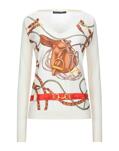 POLO RALPH LAUREN Jumper Ivory 60% Viscose, 33% Nylon, 7% Cashmere, Mulberry silk