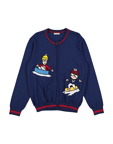 DOLCE&GABBANA Cardigan Midnight blue 100% Virgin Wool, Polyester, Cotton, Elastane