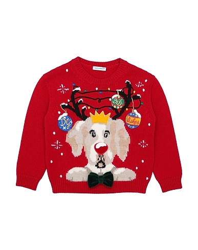 DOLCE&GABBANA Jumper Red 90% Virgin Wool, 10% Cashmere, Cotton, Metallic Polyester, Synthetic fibers