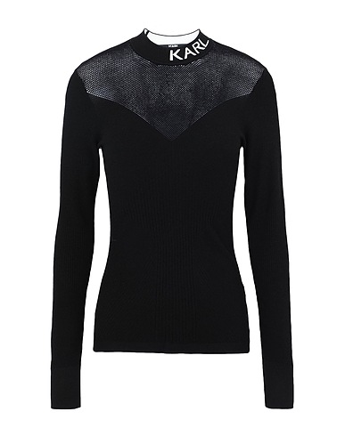 KARL LAGERFELD プルオーバー POINTELLE LOGO SWEATER
 ブラック レーヨン 83% / ポリエステル 17%