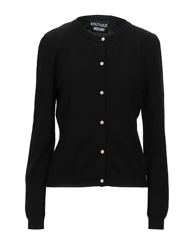BOUTIQUE MOSCHINO Cardigan Black 100% Cotton, Polyamide, Elastane