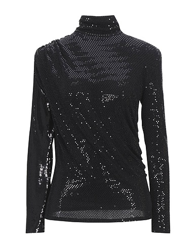 FRANKIE MORELLO Polo neck Black 87% Polyamide, 7% Metallic fiber, 6% Elastane, Viscose, Polyester
