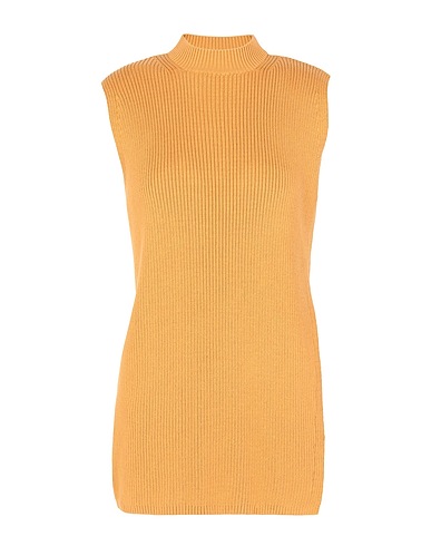8 by YOOX Sleeveless sweater COTTON KNIT MOCK-NECK TABARD VEST
 Marigold 100% Cotton