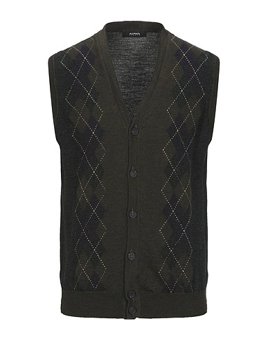 ALPHA STUDIO Cardigan Military green 100% Merino Wool