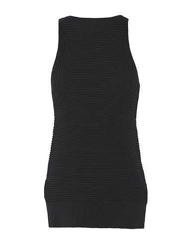 8 by YOOX Sleeveless sweater COTTON RIB-KNIT SLEEVELESS TOP
 Black 100% Cotton