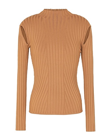 8 by YOOX Polo neck KNIT CUT-OUT DETAIL MOCK-NECK SWEATER
 Camel 87% Viscose, 11% Polyester, 2% Elastane