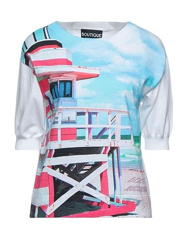 BOUTIQUE MOSCHINO Jumper White 100% Cotton, Polyamide, Elastane