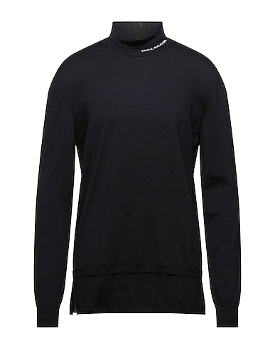 BALMAIN Polo neck Black 100% Virgin Wool, Viscose