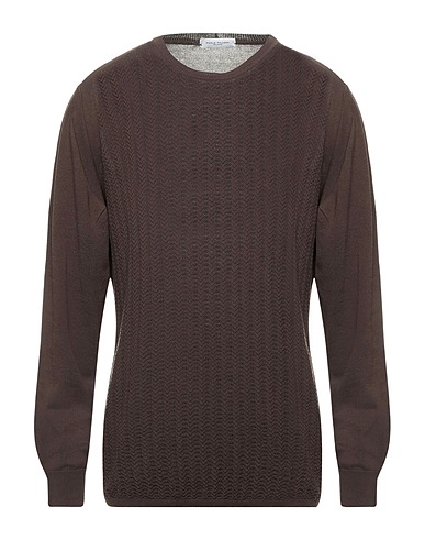 PAOLO PECORA Jumper Dark brown 98% Cotton, 2% Polyamide