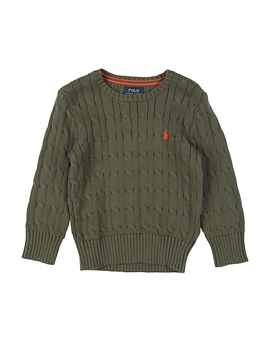 POLO RALPH LAUREN Sweater LS CABLE CN-TOPS-SWEATER Military green 100% Cotton