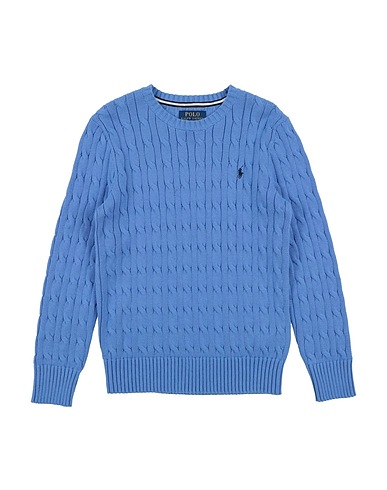 POLO RALPH LAUREN Jumper LS CABLE CN-TOPS-SWEATER Pastel blue 100% Cotton