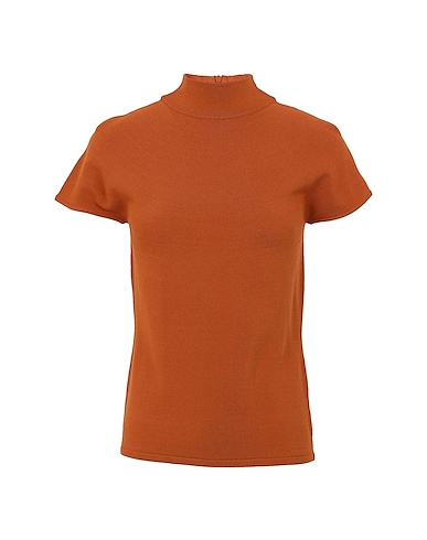 8 by YOOX Polo neck VISCOSE KNIT S/SLEEVE MOCK-NECK TOP
 Rust 83% Viscose, 17% Polyamide