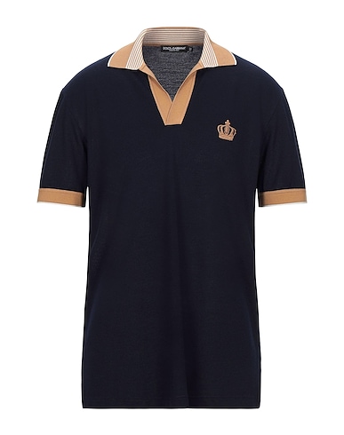 DOLCE&GABBANA Polo shirt Midnight blue 100% Cashmere, Viscose, Silk, Elastane